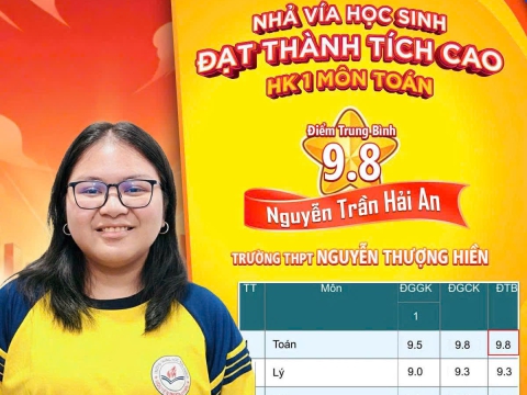 Vinh danh top học sinh có điểm thi HK1 xuất sắc năm 2026