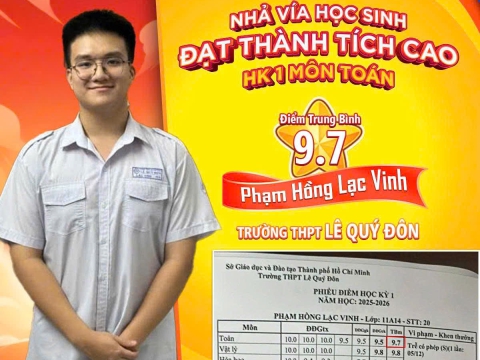Vinh danh top học sinh có điểm thi HK1 xuất sắc năm 2026